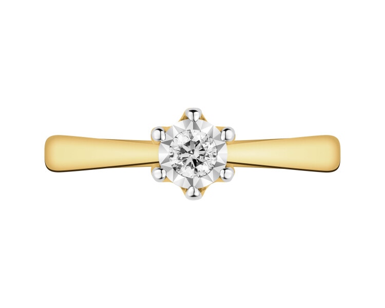 14ct Yellow Gold, White Gold Ring with Diamond - 0,10 ct - fineness 585