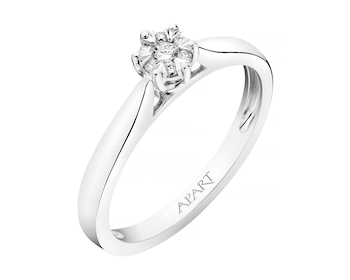14ct White Gold Ring with Diamonds 0,06 ct - fineness 14 K
