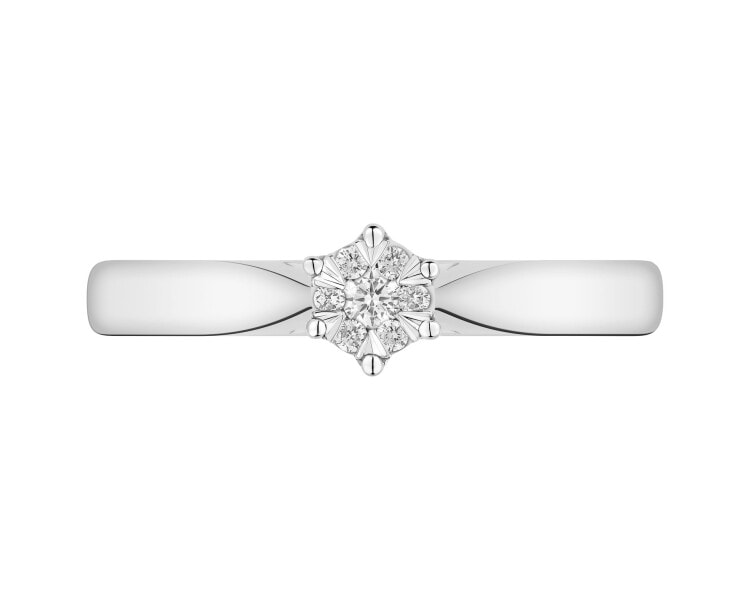 14ct White Gold Ring with Diamonds - 0,06 ct - fineness 14 K