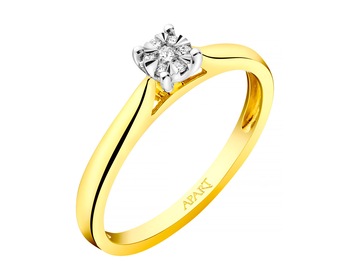 Prsten ze žlutého a bílého zlata s brilianty 0,06 ct - ryzost 