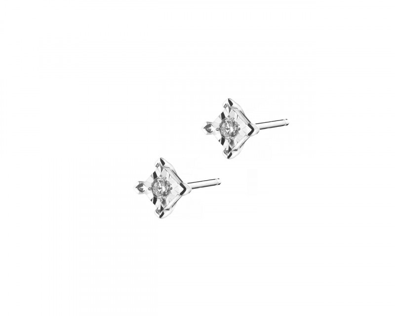 9ct White Gold Earrings with Diamonds 0,05 ct - fineness 9 K