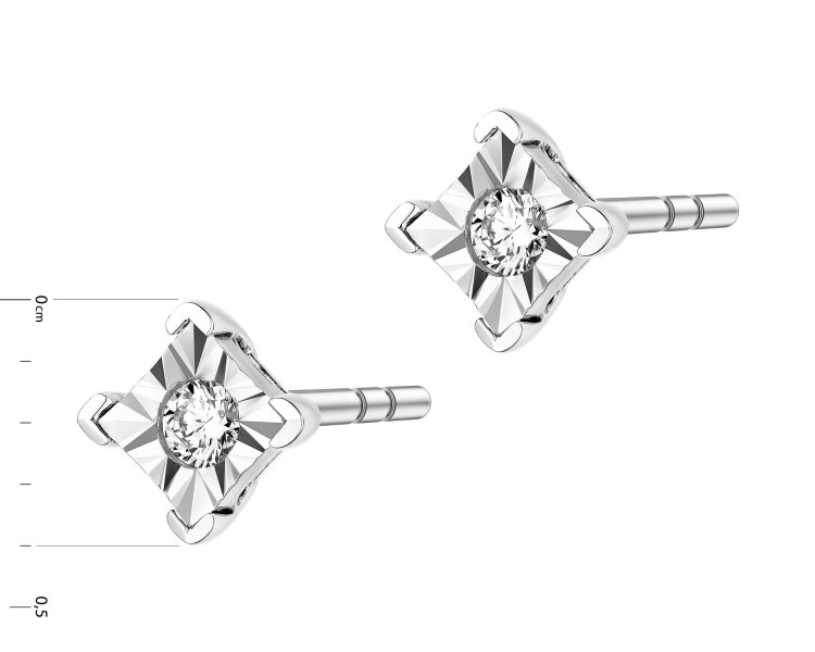 Kolczyki z białego złota z brylantami - 0,05 ct - próba 375