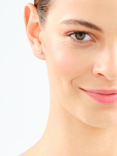 Kolczyki z białego złota z brylantami - 0,05 ct - próba 375