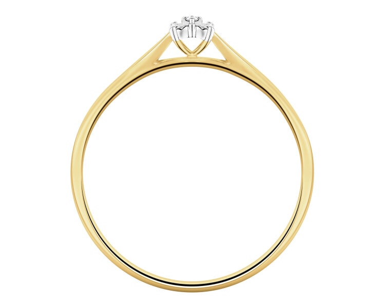 9ct Yellow Gold Ring with Diamond - 0,003 ct - fineness 9 K