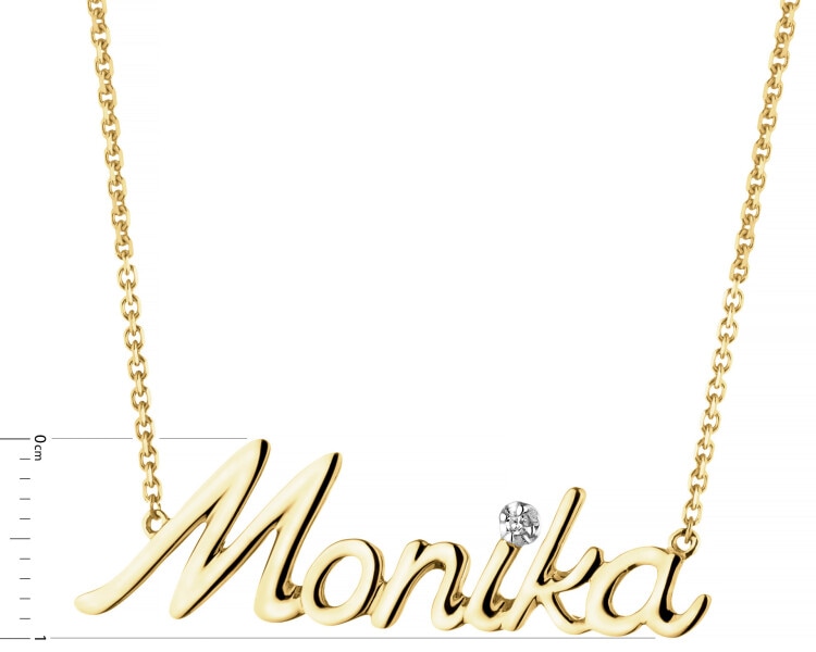 Naszyjnik z żółtego złota z diamentem - Monika - 0,005 ct - próba 375