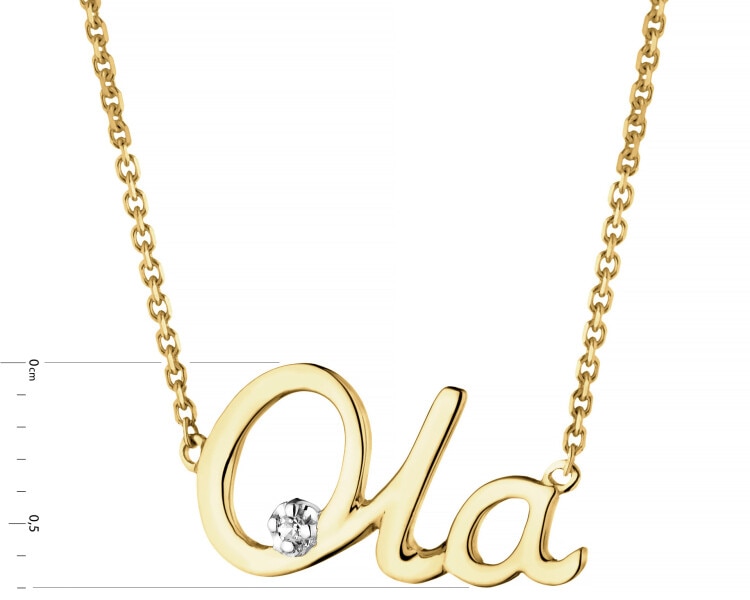 9ct Yellow Gold Necklace with Diamond - 0,005 ct - fineness 9 K