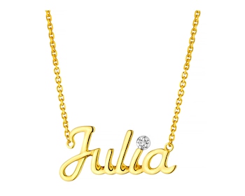 Naszyjnik z żółtego złota z diamentem - Julia 0,005 ct - próba 375