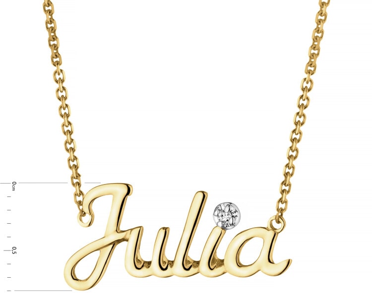 Naszyjnik z żółtego złota z diamentem - Julia - 0,005 ct - próba 375