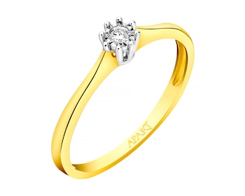 14ct Yellow Gold, White Gold Ring with Diamond 0,02 ct - fineness 14 K