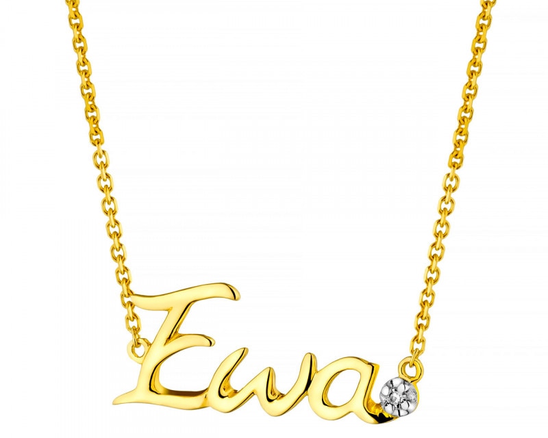 9ct Yellow Gold Necklace with Diamond 0,005 ct - fineness 9 K