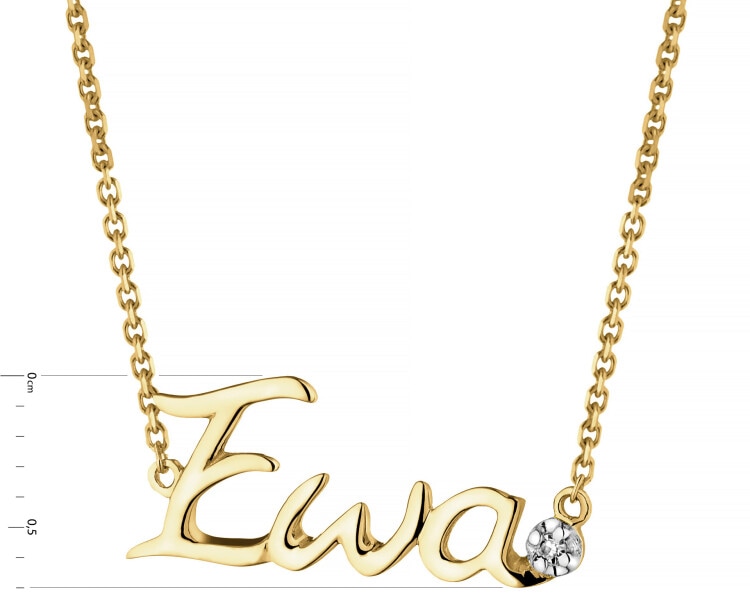 Naszyjnik z żółtego złota z diamentem - Ewa - 0,005 ct - próba 375