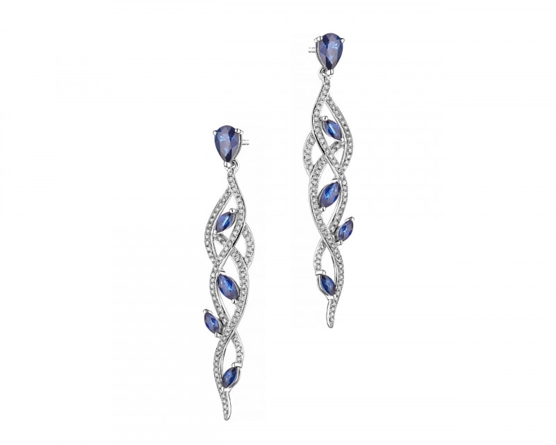 14ct White Gold Earrings with Diamonds - fineness 14 K