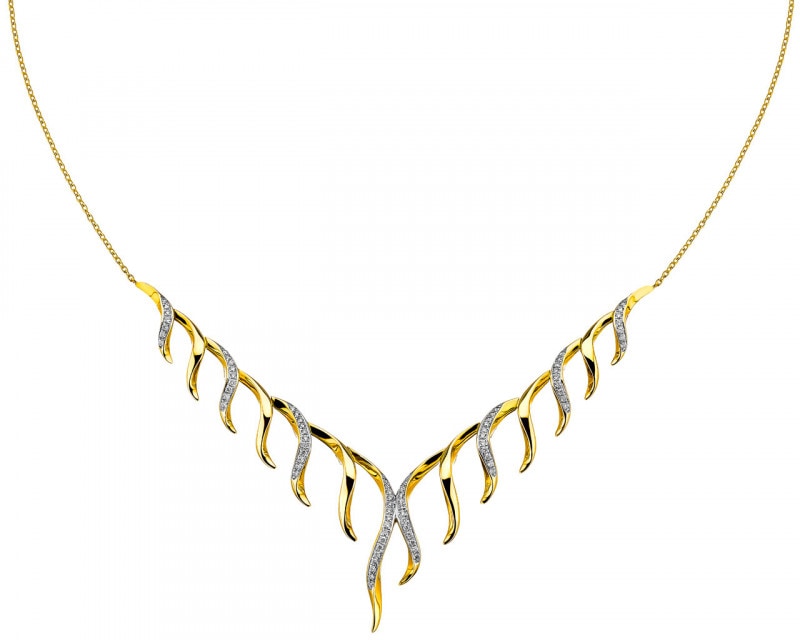 14ct Yellow Gold Necklace with Diamonds 0,25 ct - fineness 14 K