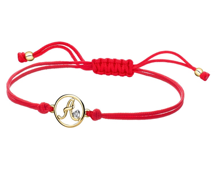 Bransoletka z elementami żółtego złota i diamentem - litera A - 0,003 ct - próba 375