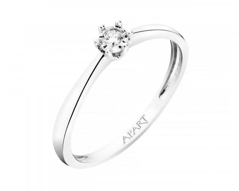 14 K White Gold Ring with Diamond 0,02 ct - fineness 14 K