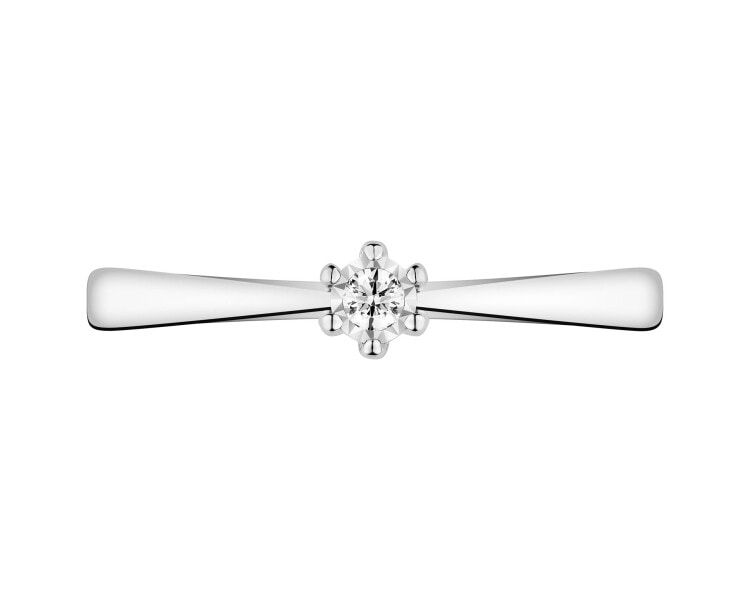 14 K White Gold Ring with Diamond - 0,02 ct - fineness 14 K