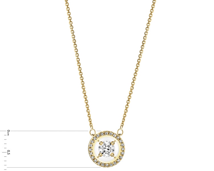 Naszyjnik z żółtego złota z diamentami - koło - 0,15 ct - próba 585