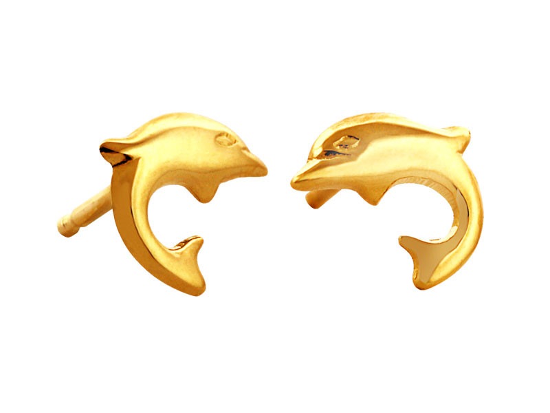 Złote kolczyki - delfin