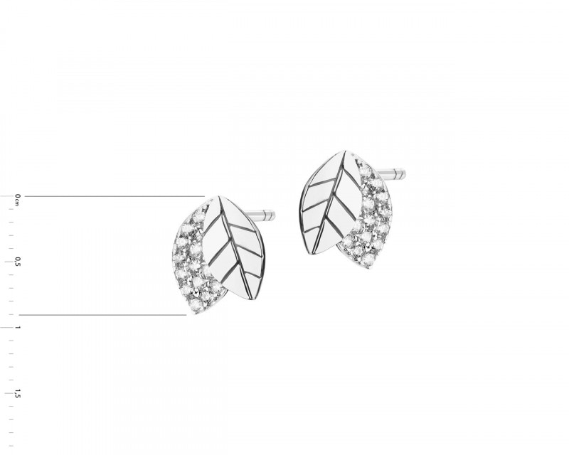 Kolczyki srebrne z cyrkoniami i emalią - liście