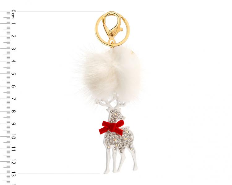 Gold-Plated Zinc Keyring with Crystal