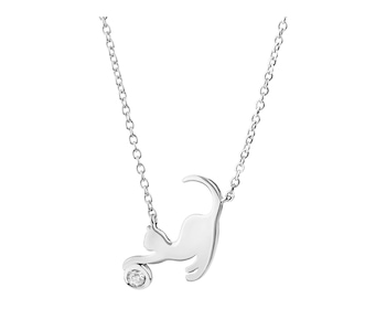 Stříbrný náhrdelník se zirkonem - kočka
