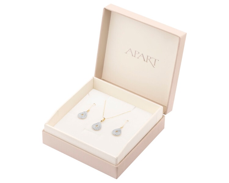 8ct Rhodium-Plated Yellow Gold Set with Cubic Zirconia