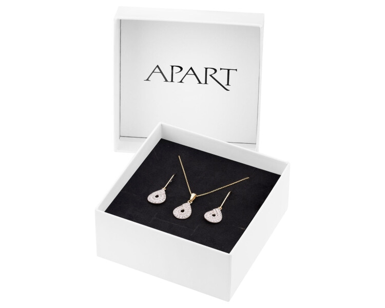 8ct Rhodium-Plated Yellow Gold Set with Cubic Zirconia