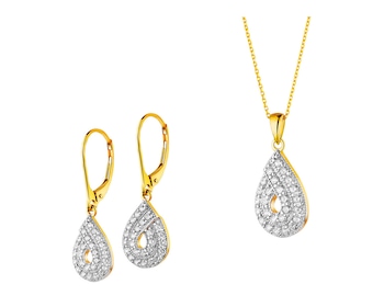 8ct Rhodium-Plated Yellow Gold Set with Cubic Zirconia