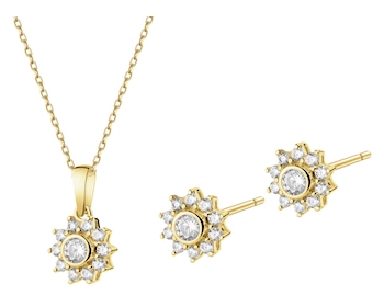 8ct Yellow Gold Set with Cubic Zirconia