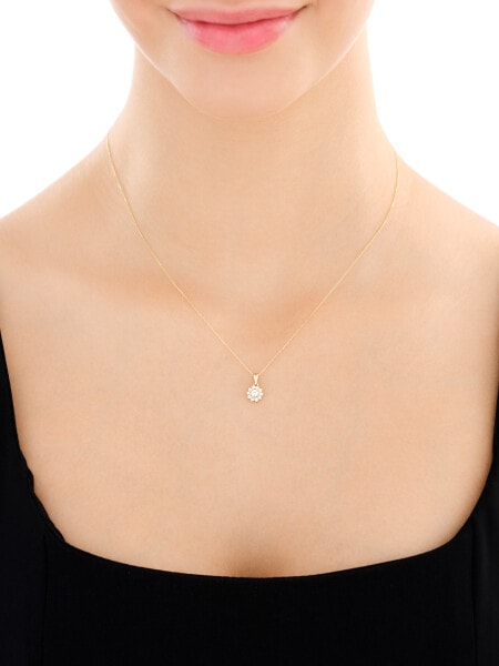 Złote kolczyki, zawieszka i łańcuszek - komplet