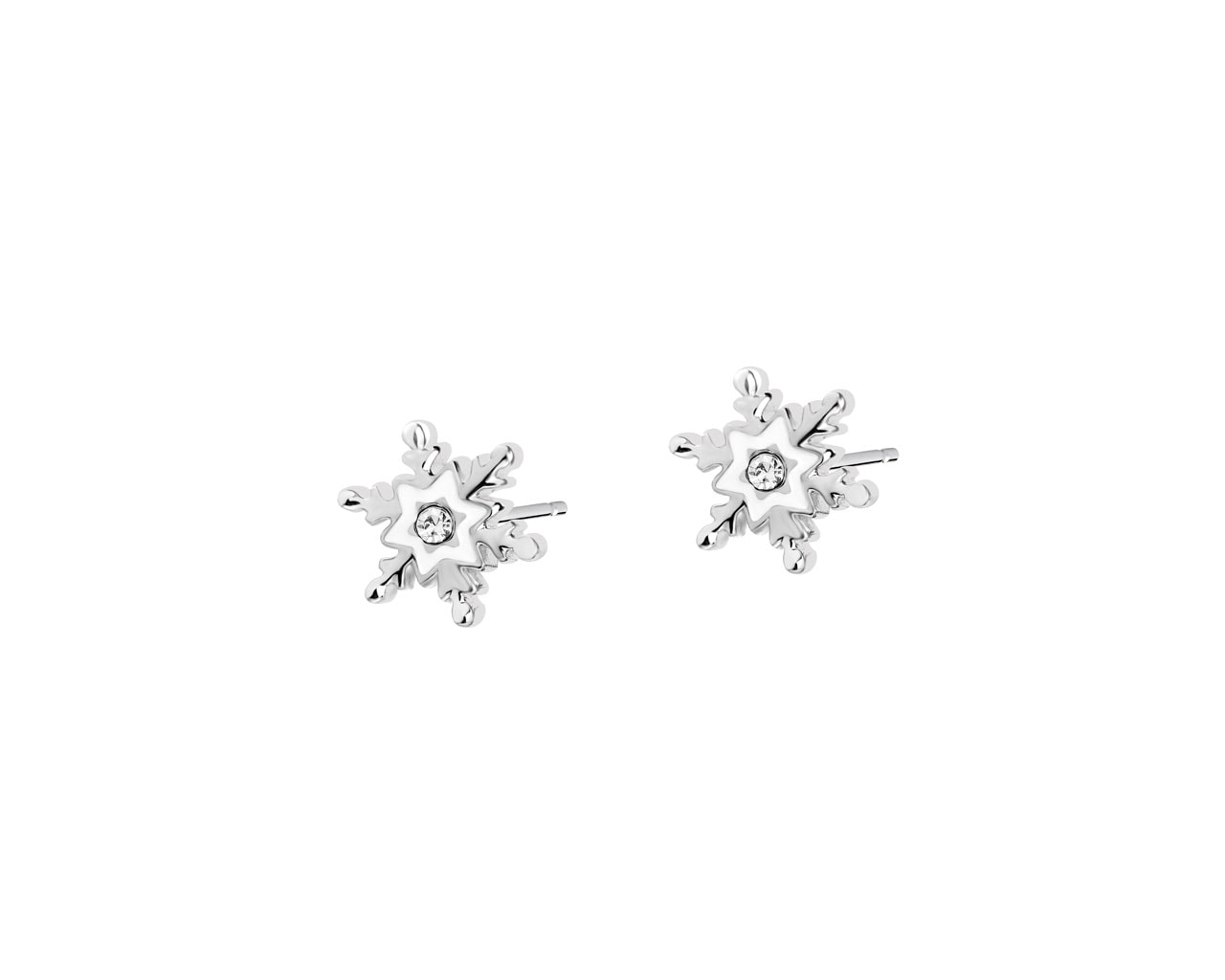 Kolczyki srebrne z kryształami i emalią - śnieżynki, gwiazdy