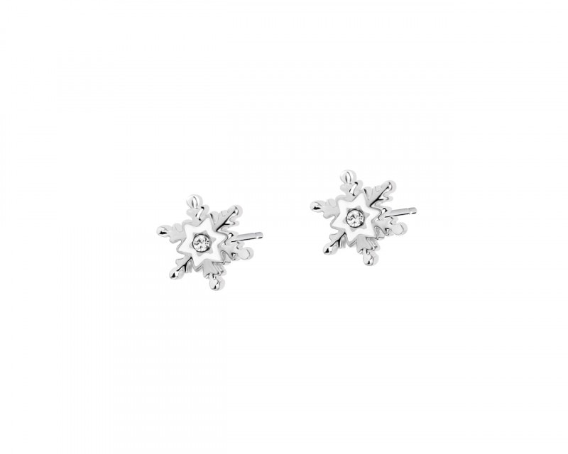 Rhodium Plated Silver Earrings with Crystal