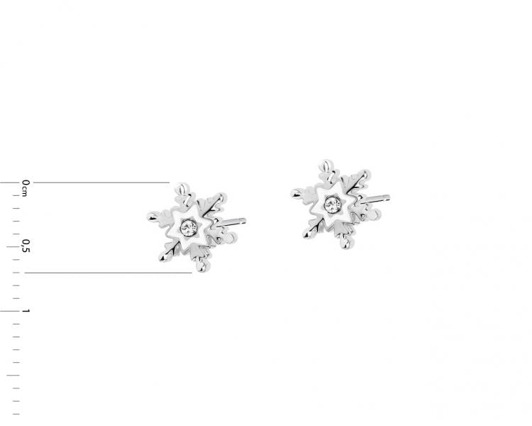 Kolczyki srebrne z kryształami i emalią - śnieżynki, gwiazdy