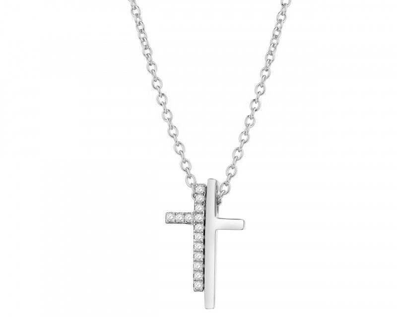 Naszyjnik srebrny z cyrkoniami - krzyż