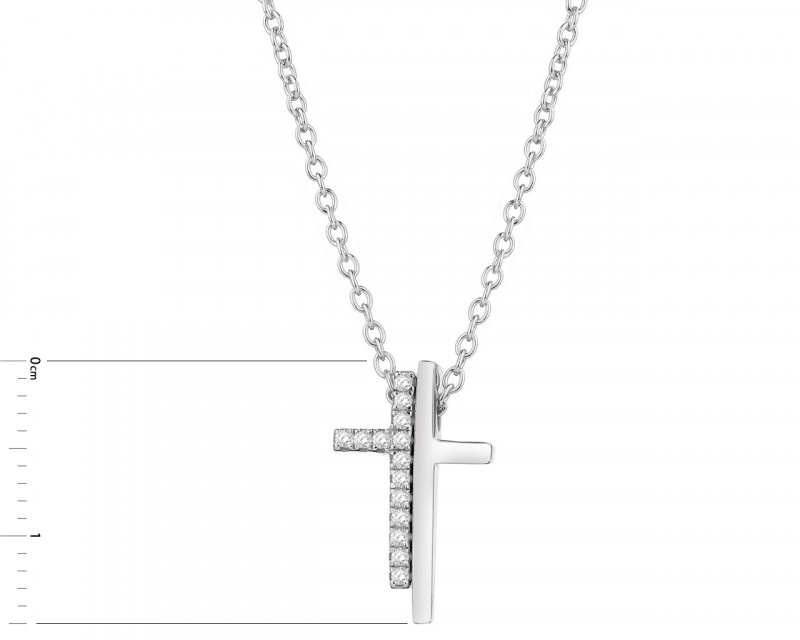 Naszyjnik srebrny z cyrkoniami - krzyż