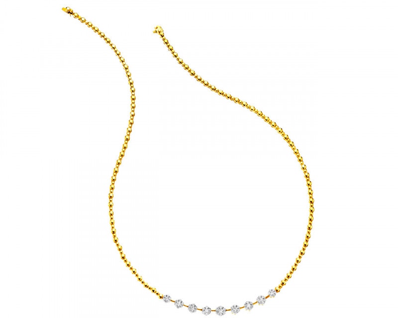 14ct Yellow Gold Necklace with Diamonds 1,16 ct - fineness 14 K