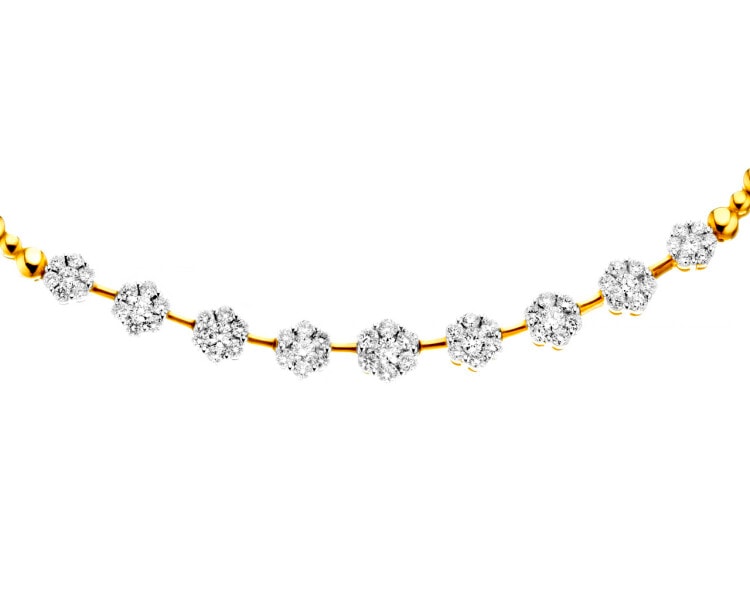 14ct Yellow Gold Necklace with Diamonds 1,16 ct - fineness 14 K
