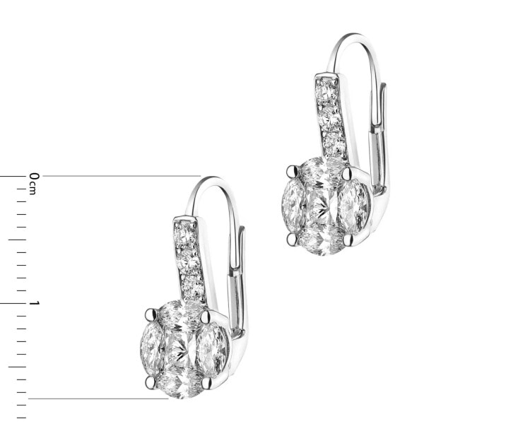 14ct White Gold Earrings with Diamonds - 1,34 ct - fineness 14 K