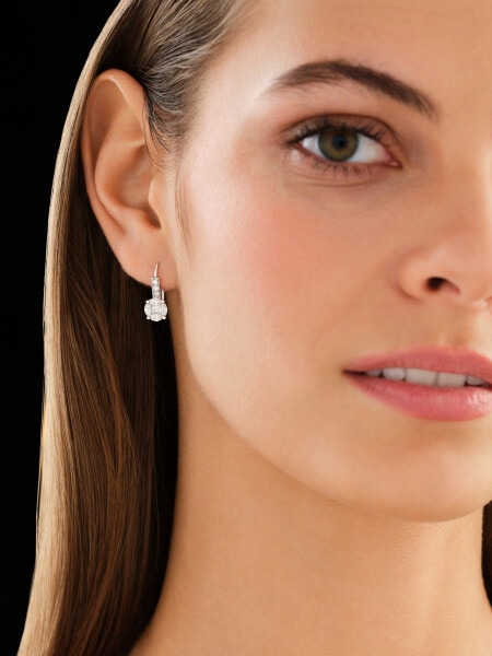 14ct White Gold Earrings with Diamonds - 1,34 ct - fineness 14 K