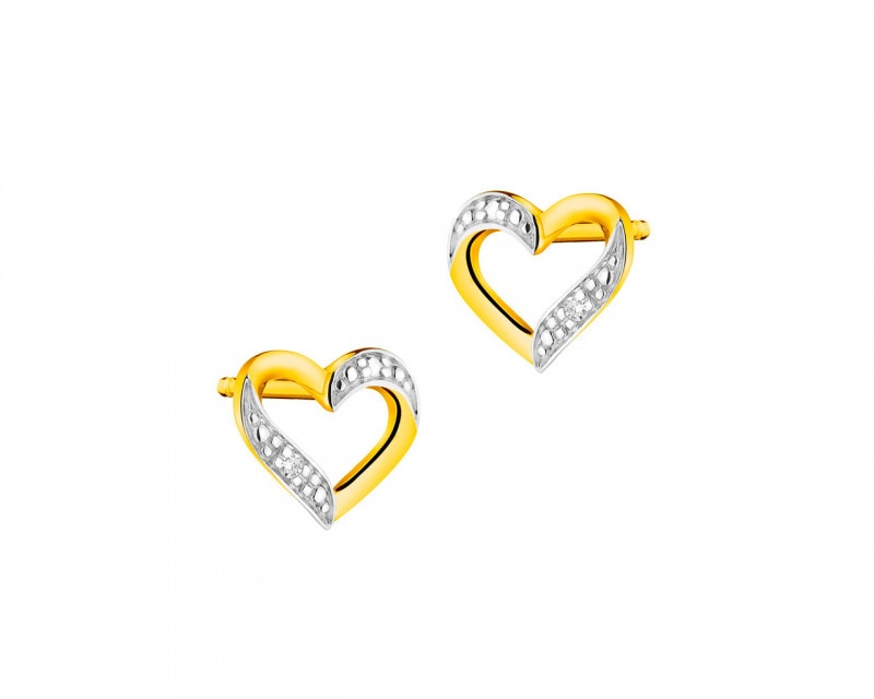 14ct Yellow Gold Earrings with Diamonds 0,004 ct - fineness 14 K
