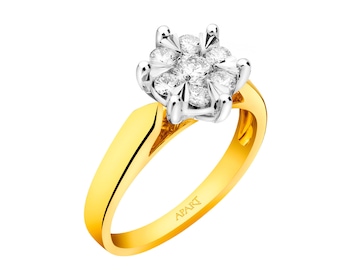 14ct Yellow Gold, White Gold Ring with Diamonds 0,50 ct - fineness 585