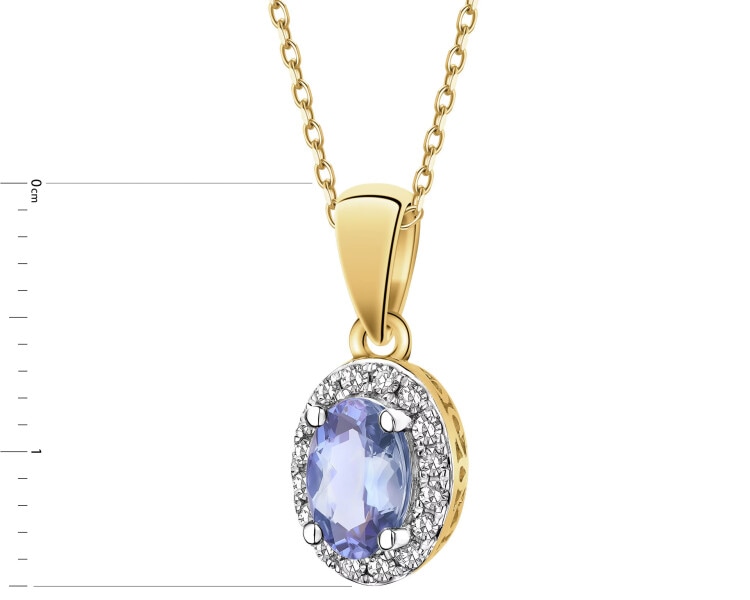 Zawieszka z żółtego złota z diamentami i tanzanitem - próba 585