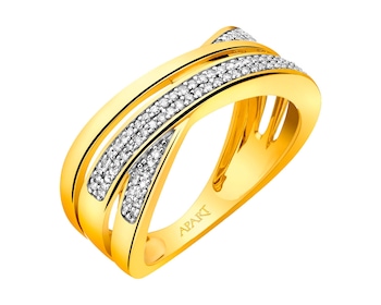 14ct Yellow Gold Ring with Diamonds 0,14 ct - fineness 14 K