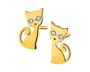 Kolczyki z żółtego złota z diamentami - koty 0,01 ct - próba 375></noscript>
                    </a>
                </div>
                <div class=