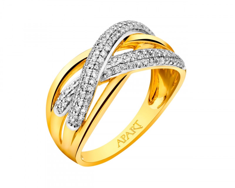 14ct Yellow Gold Ring with Diamonds 0,34 ct - fineness 14 K