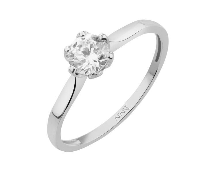 8ct White Gold Ring with Cubic Zirconia