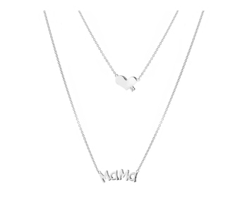 Sterling Silver & CZ Necklace - Mother, Heart