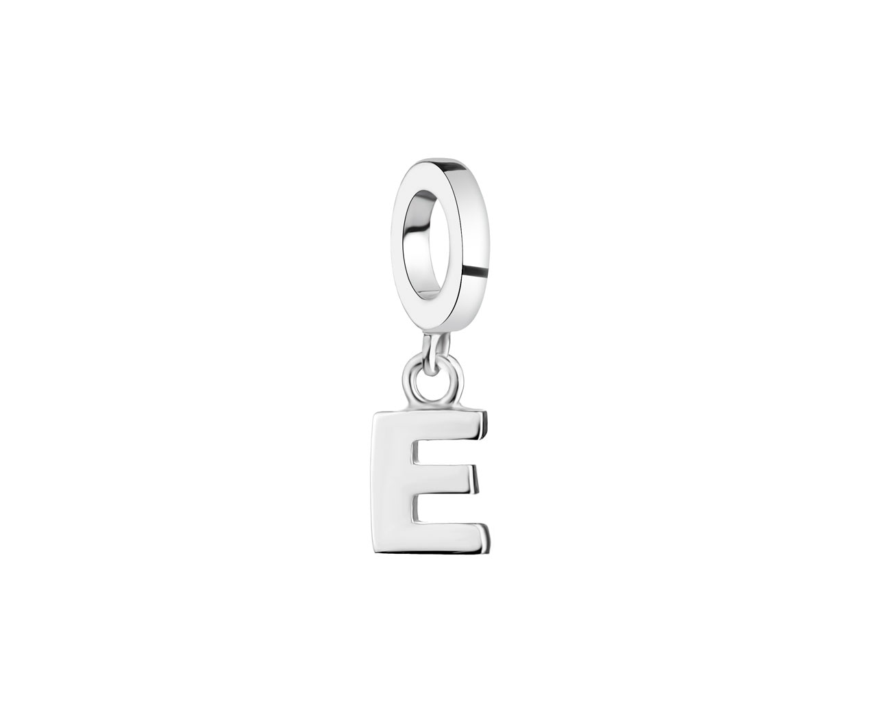Zawieszka srebrna na bransoletę beads - litera E
