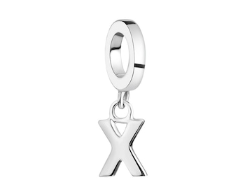 Zawieszka srebrna na bransoletę beads - litera X