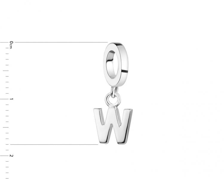 Zawieszka srebrna na bransoletę beads - litera W